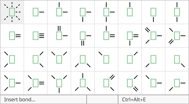 Chemical bonds palette in the Radical Pie equation editor