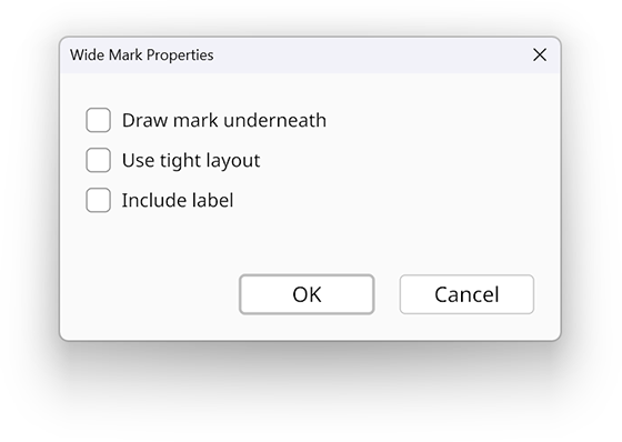 Wide mark properties dialog in the Radical Pie equation editor